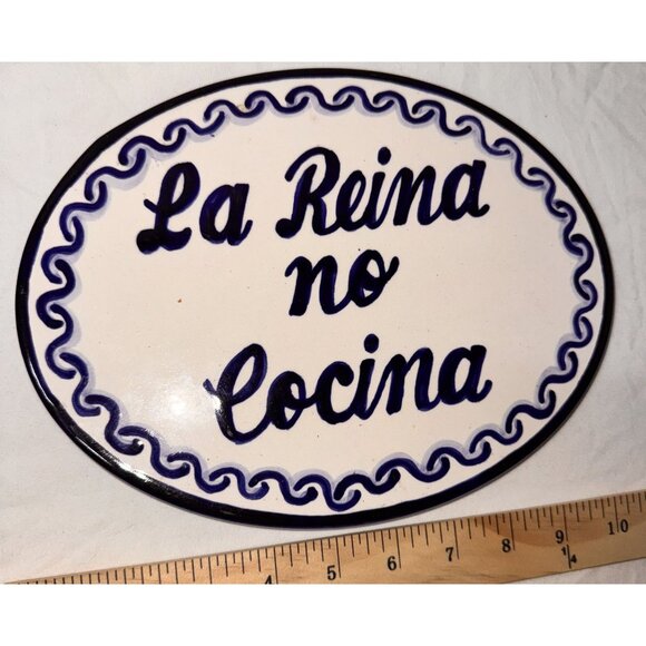 Ceramic Kitchen Oval Plaque Blue La Reina No Cocina the queen doesn't cook - Picture 4 of 5